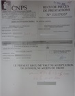 Reçu de pièces de prestations